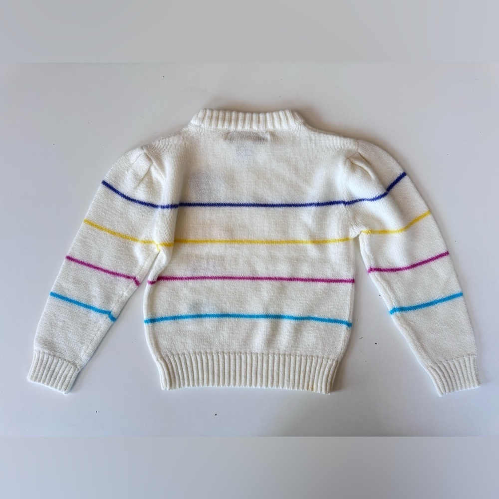 Vintage 90s Taffy Passage Striped Hearts Acrylic Pullover Sweater Size M (5/6) - Picture 4 of 4